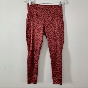 Leg End Burnt Orange Leopard Print Active Wear Pocket Leggings Size M